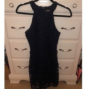 LuLus Halter Lace Cocktail Dress